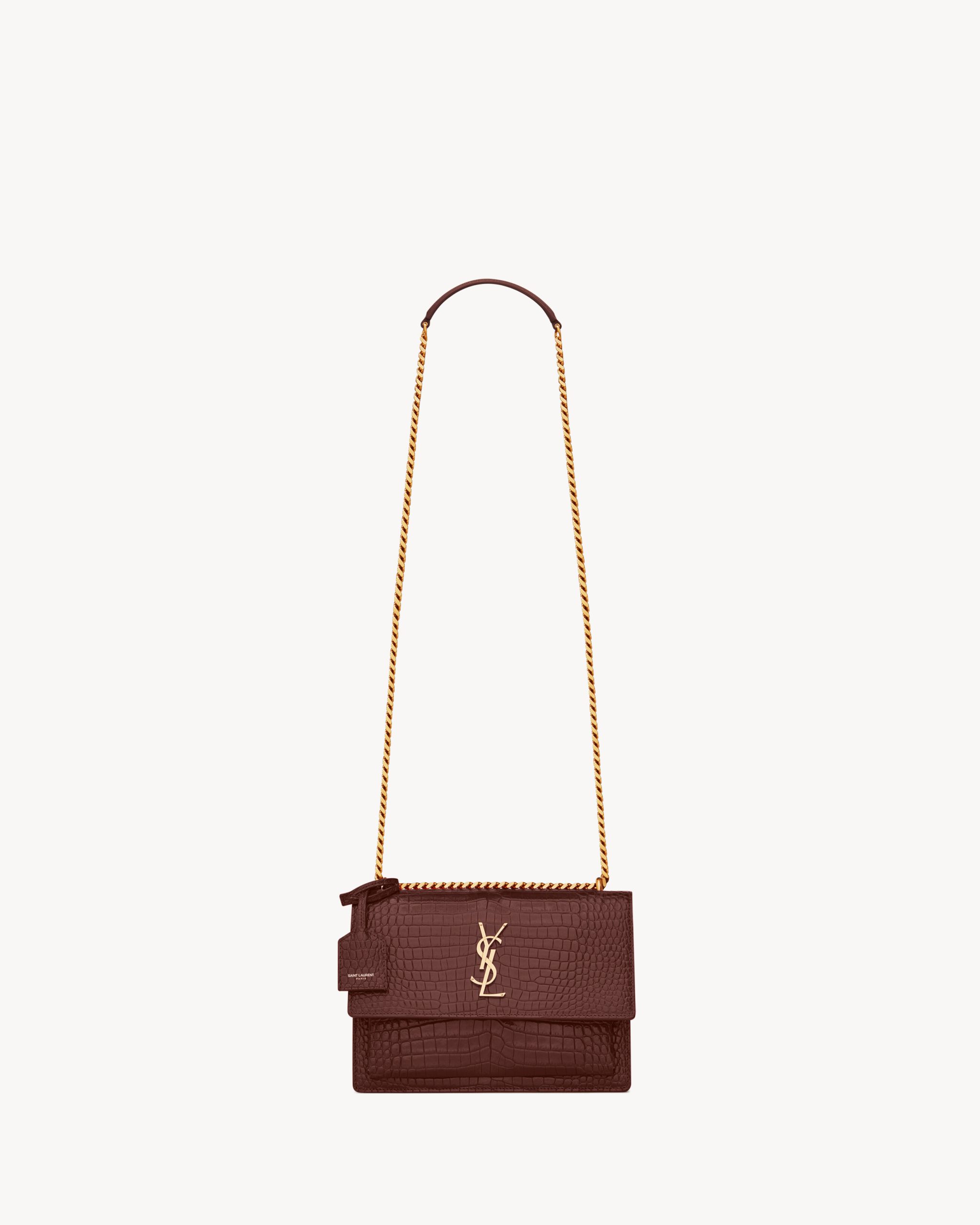 YSL SUNSET MEDIUM IN CROCODILE-EMBOSSED LEATHER - Image 1